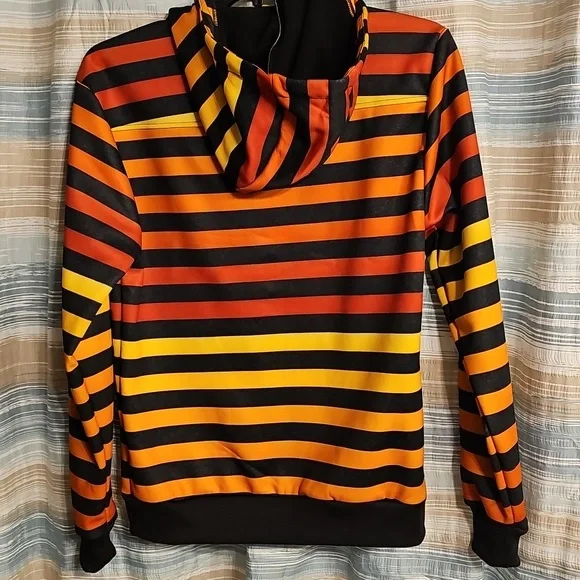 Burton Dryride, Zip Up, Striped  Hoodie in Black, Orange, and Yellow - Picture 3 of 4